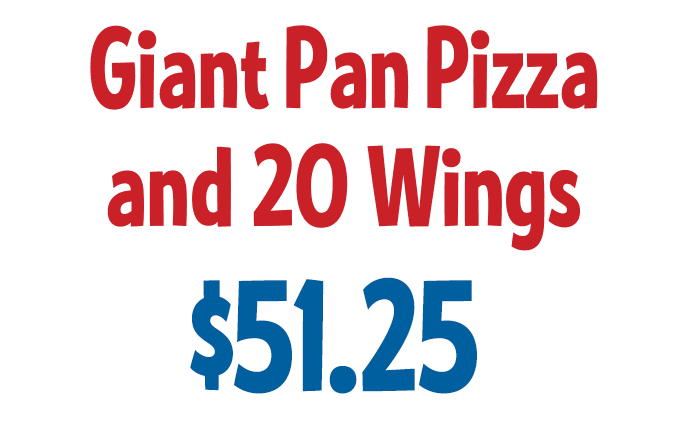 Giant Pan Pizza and 20 Wings $51.25 CODE: GP2WWS